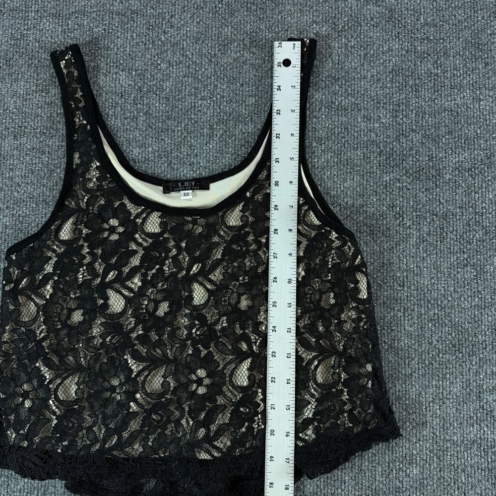 S.O.Y. Shine On You Black Floral Lace Y2k Tank Top Whimsigoth Xs Summer Goth View 4